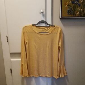 LOFT Mustard/White Stripe Long Sleeve Top